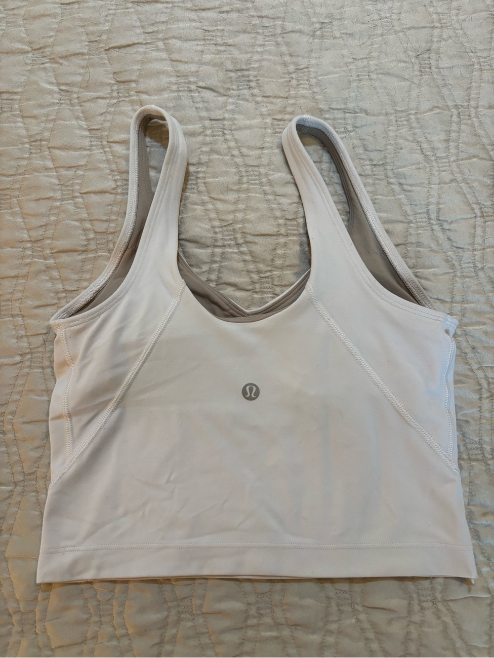 lululemon athletica White/Light Beige Crop Sports Bra Tank